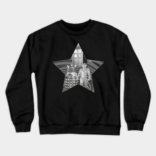 vintage black and white tardis dr who Crewneck Sweatshirt